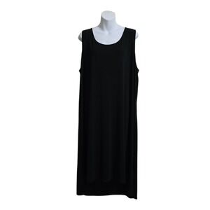 Eileen Fisher Sleeveless Hi-Lo Silk Midi Dress In Black Sz 3X